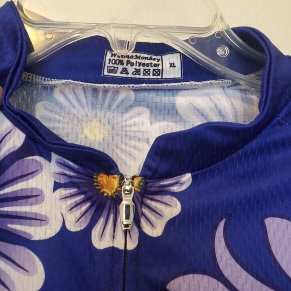 Ladies short sleeve cycle jersey by WeimoMonkey XL Floral Purple Hawaiian Pocket - Picture 7 of 15